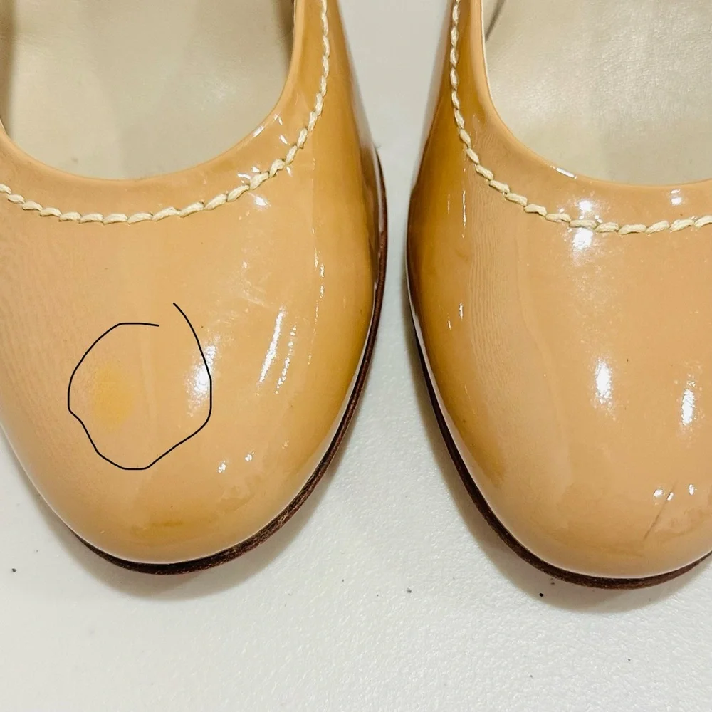 Womens‎ Size 9 Attilio Giusti Leombruni AGL Biege Patent Leather Shoe Pump Heel